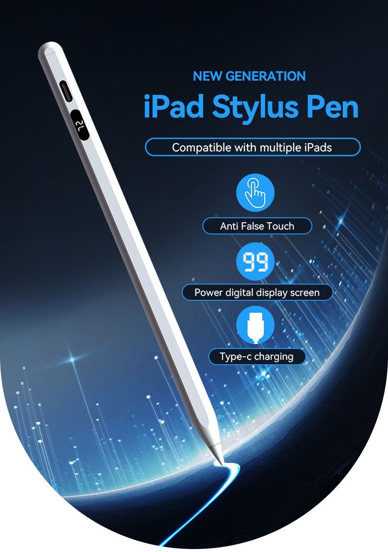 New Design Palm Rejection Tilt Magnetic Real-time Power Display Active Stylus Pen For iPad Mini Pro Air 2018 2019 2020 2021 2022