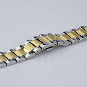 Custom Gold Mens 20mm Metal Bracelet 316L Solid Stainless Steel Watch Strap Bands