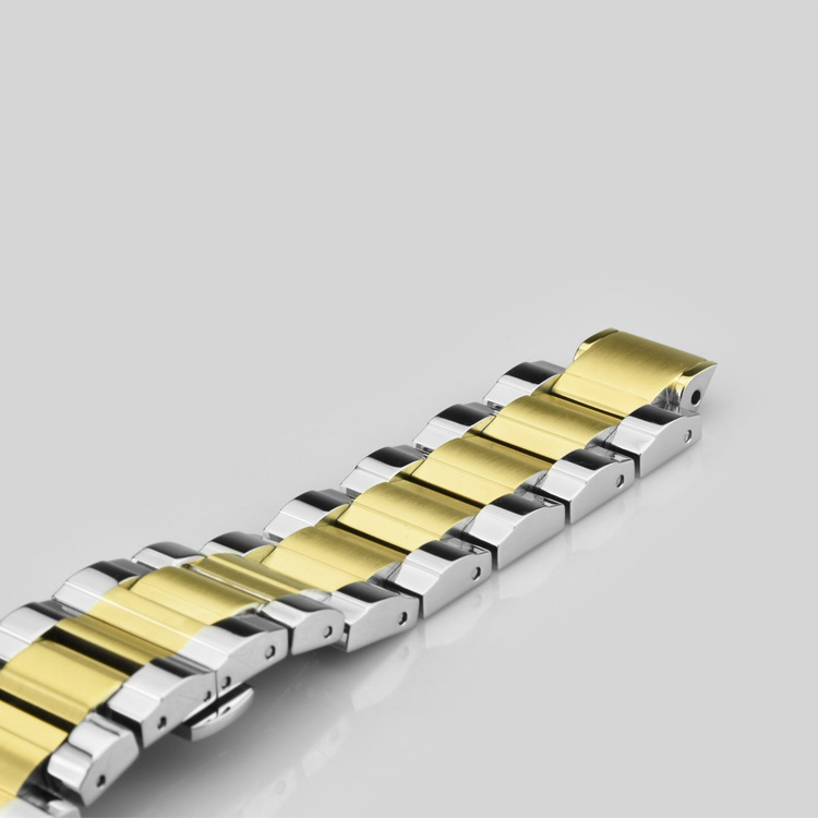 Custom Gold Mens 20mm Metal Bracelet 316L Solid Stainless Steel Watch Strap Bands