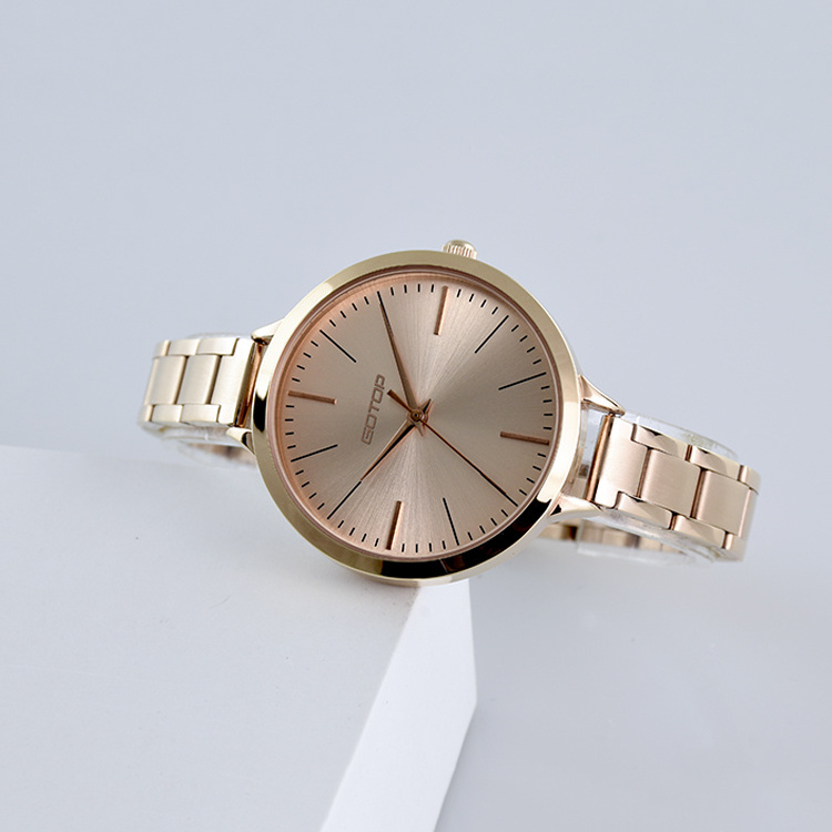 Amazon top seller wholesale waterproof women watches female wristwatch rose gold plated ladies stainless steel watch for girls