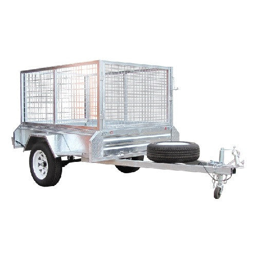 Single axle cage trailers 7X5ft 750KG load trailers with cage box steel caged trailers with coupler jockey wheel safety chain