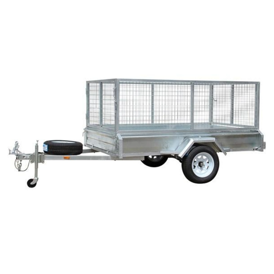 Single axle cage trailers 7X5ft 750KG load trailers with cage box steel caged trailers with coupler jockey wheel safety chain