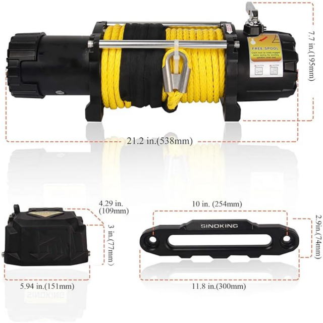 Electric Winch 12V DC 5.4T (1200 lbs) Tensile IP67 Waterproof with Wireless Remote and Wire Wrap Controls for RVs boat trailer