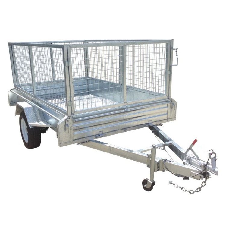 Single axle cage trailers 7X5ft 750KG load trailers with cage box steel caged trailers with coupler jockey wheel safety chain