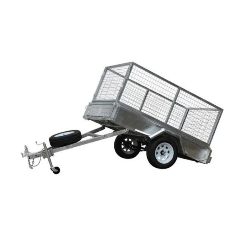 Single axle cage trailers 7X5ft 750KG load trailers with cage box steel caged trailers with coupler jockey wheel safety chain