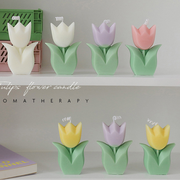 wholesale custom aromatic birthday decorative mini flower dessert luxury candles tulip fragrance candle