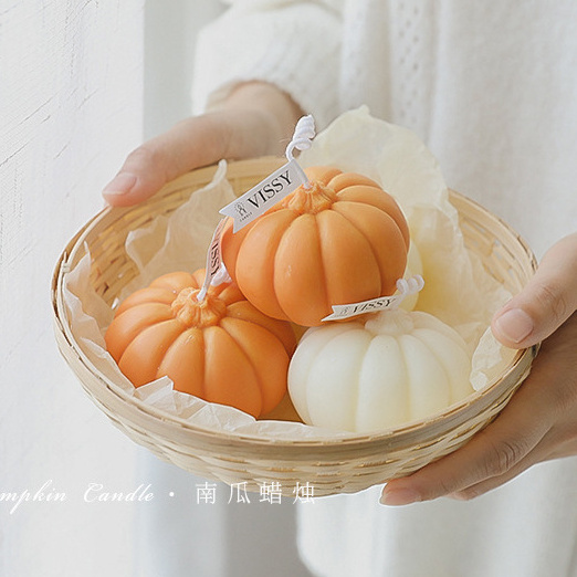 Pumpkin Shaped Scented Candle Fall Decorations Halloween Aromatherapy Candles for Table Photo Prop Birthday Gift