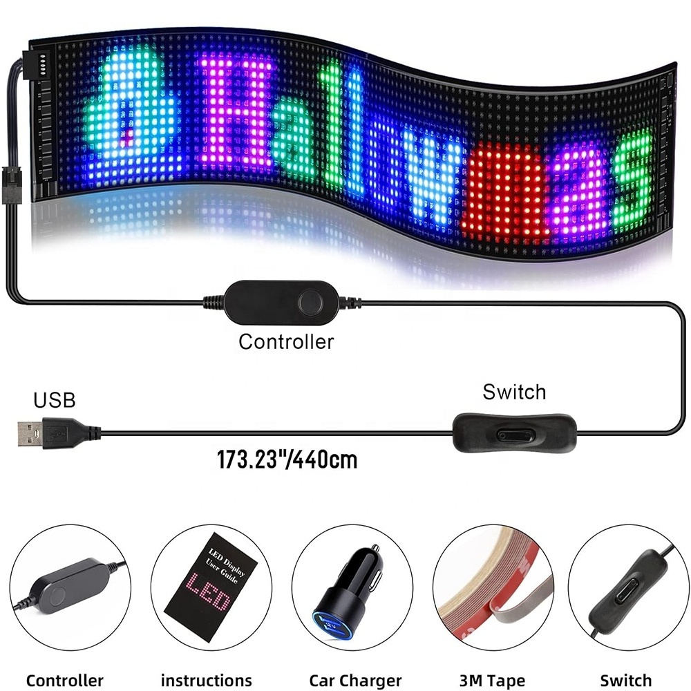 GOTUS LED Matrix Panel,Scrolling Bright Advertising LED Sign,LED Car Sign With Remote Control and Bluetooth Application Control