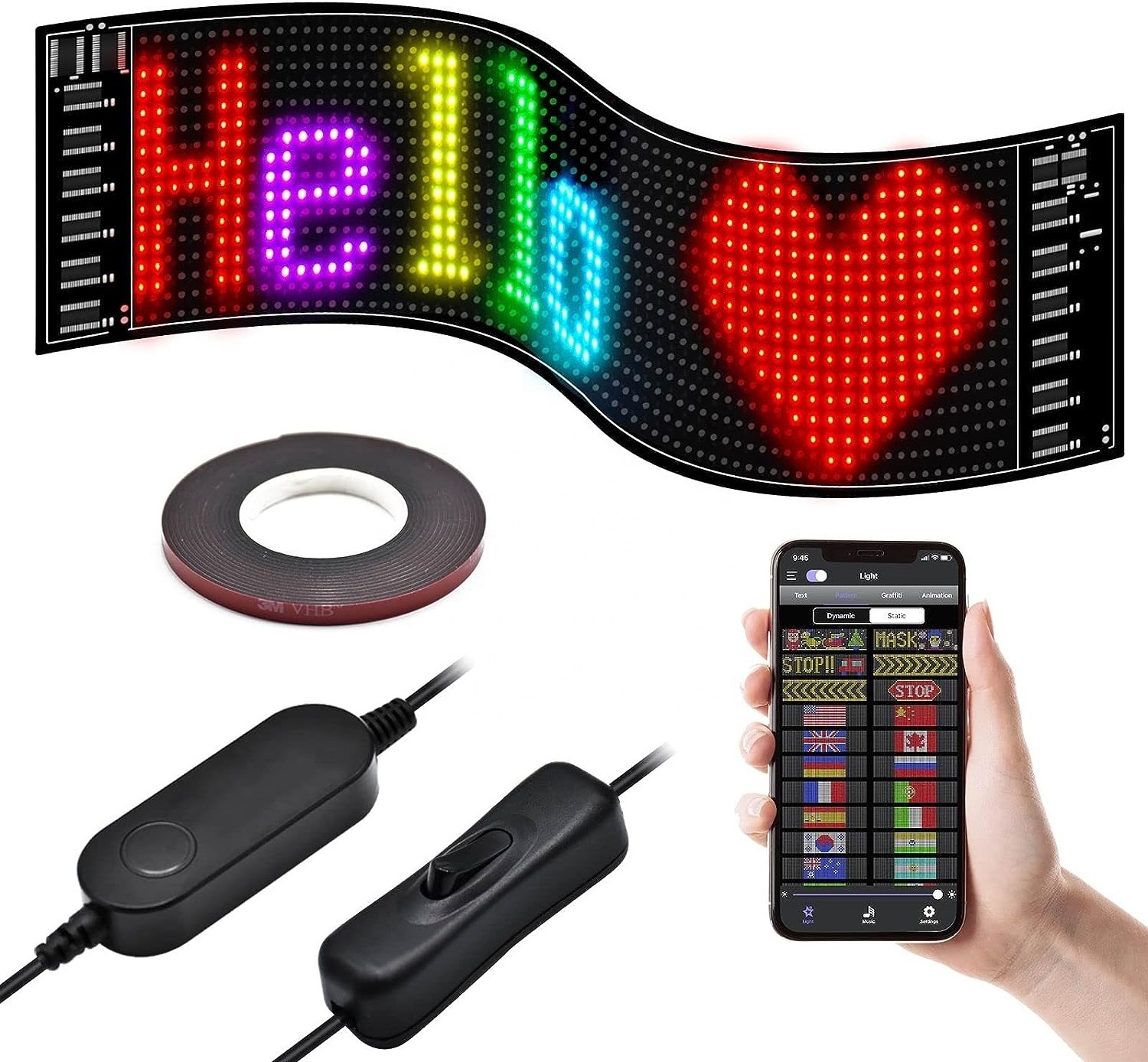 GOTUS LED Matrix Panel,Scrolling Bright Advertising LED Sign,LED Car Sign With Remote Control and Bluetooth Application Control