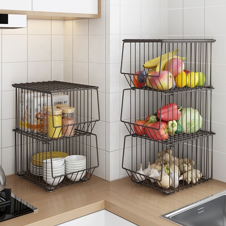 2 Layer Multifunction Kitchen Fruit Vegetable Rack Storage Baskets Trolley Cart With Wheels Waterproof And Antirust