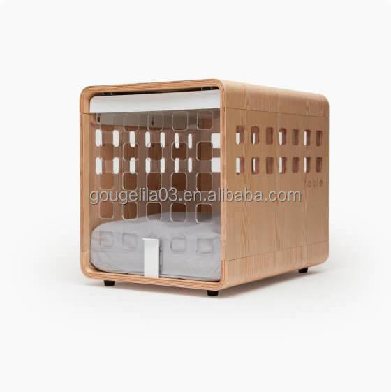 Factory Modern Customized Stylish Clear Acrylic Heavy Duty Fold Up Inside House Kennel Dog Wood Crate For Small Animals