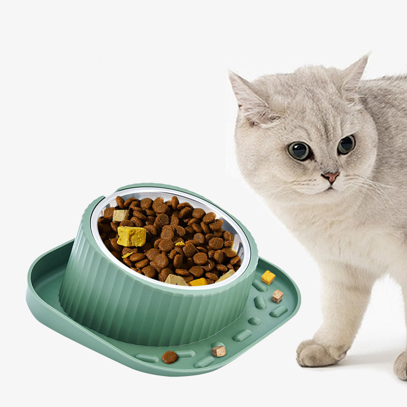 Anti-overflow Pet Products Accessories Tilt Slow Feeding Cat Dog Food Non-Spill Bowl In Pet Supplies