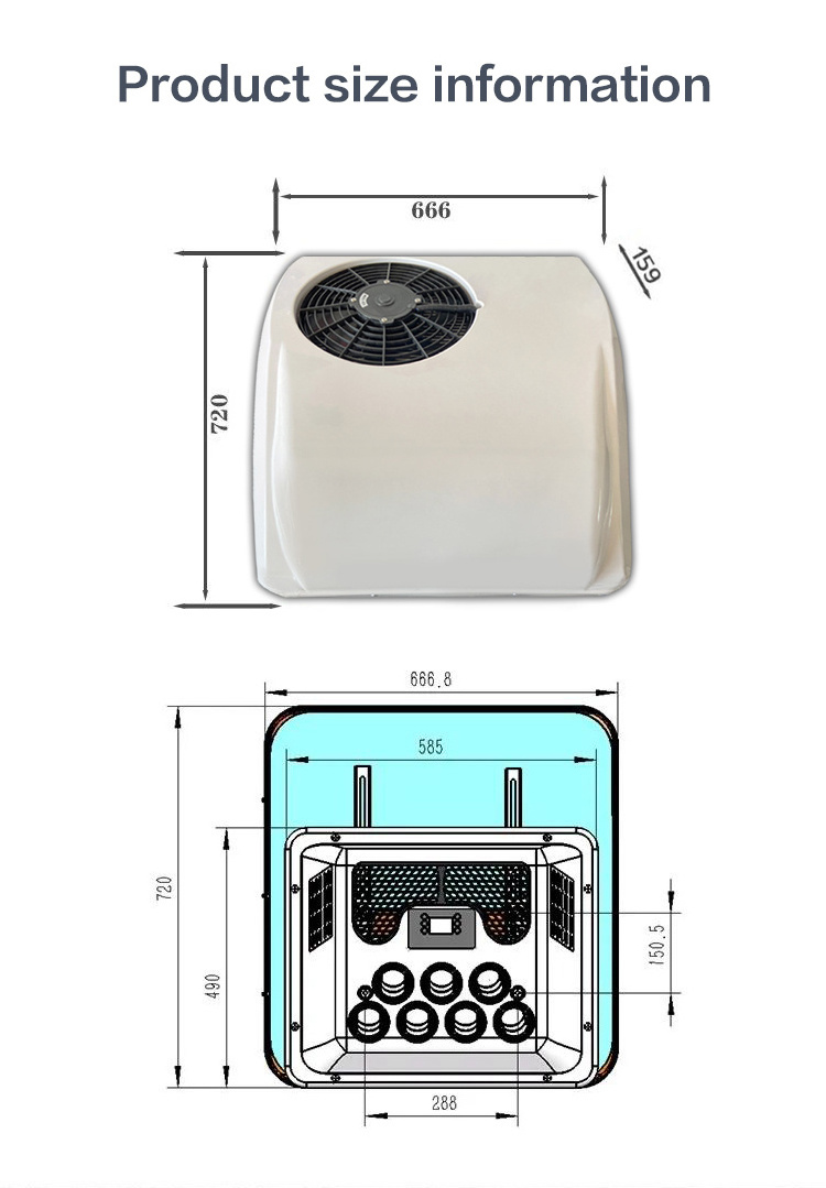 Roof top mini aircon heating and cooling use bus truck tractor cabin RV Cargo Van air conditioner 12v 24v 48v 96v