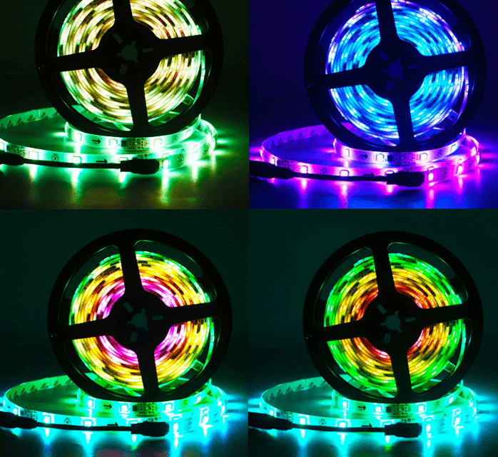 rgb led strip light flexible  remote Control wifi smart multi color 5m 12v 5050 rgb led pixel strip lights