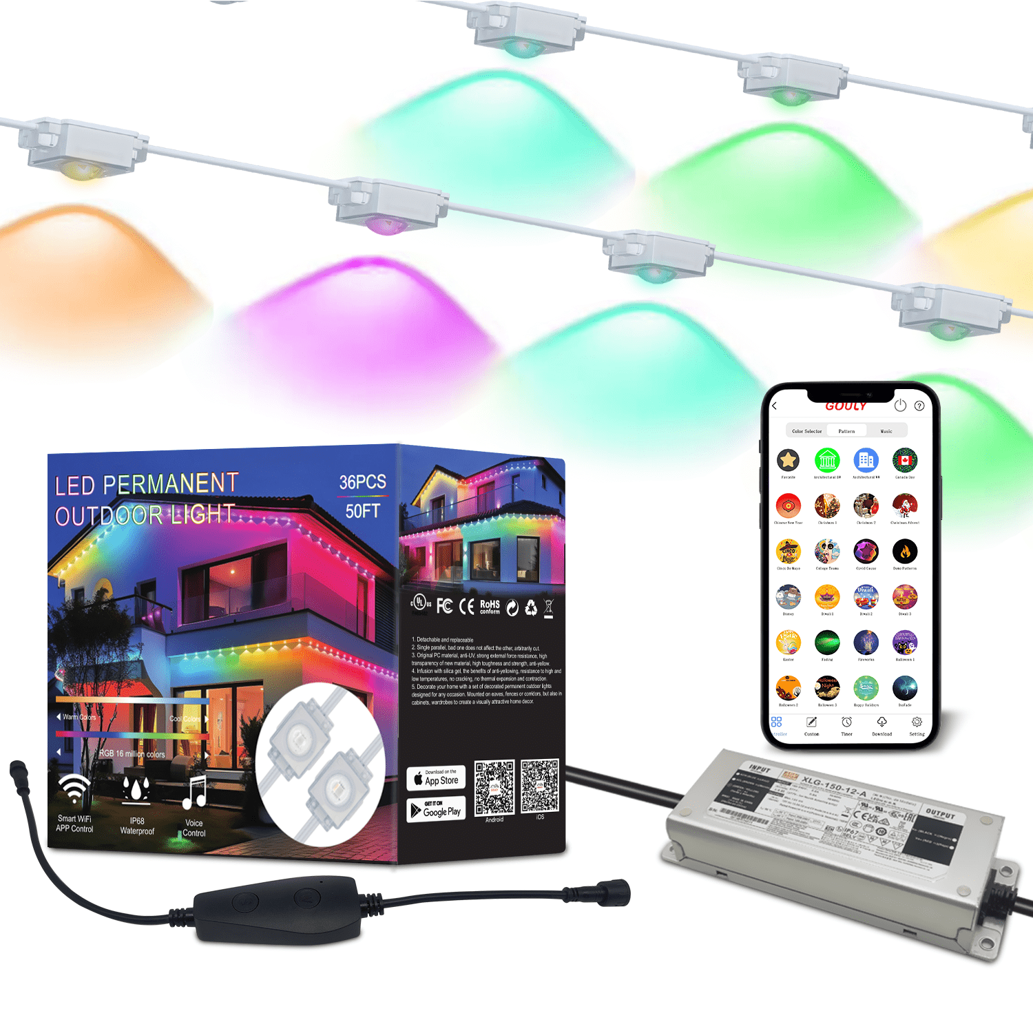 gouly factory custom permanent christmas light track 50w rgbw chasing color  led pixel point light