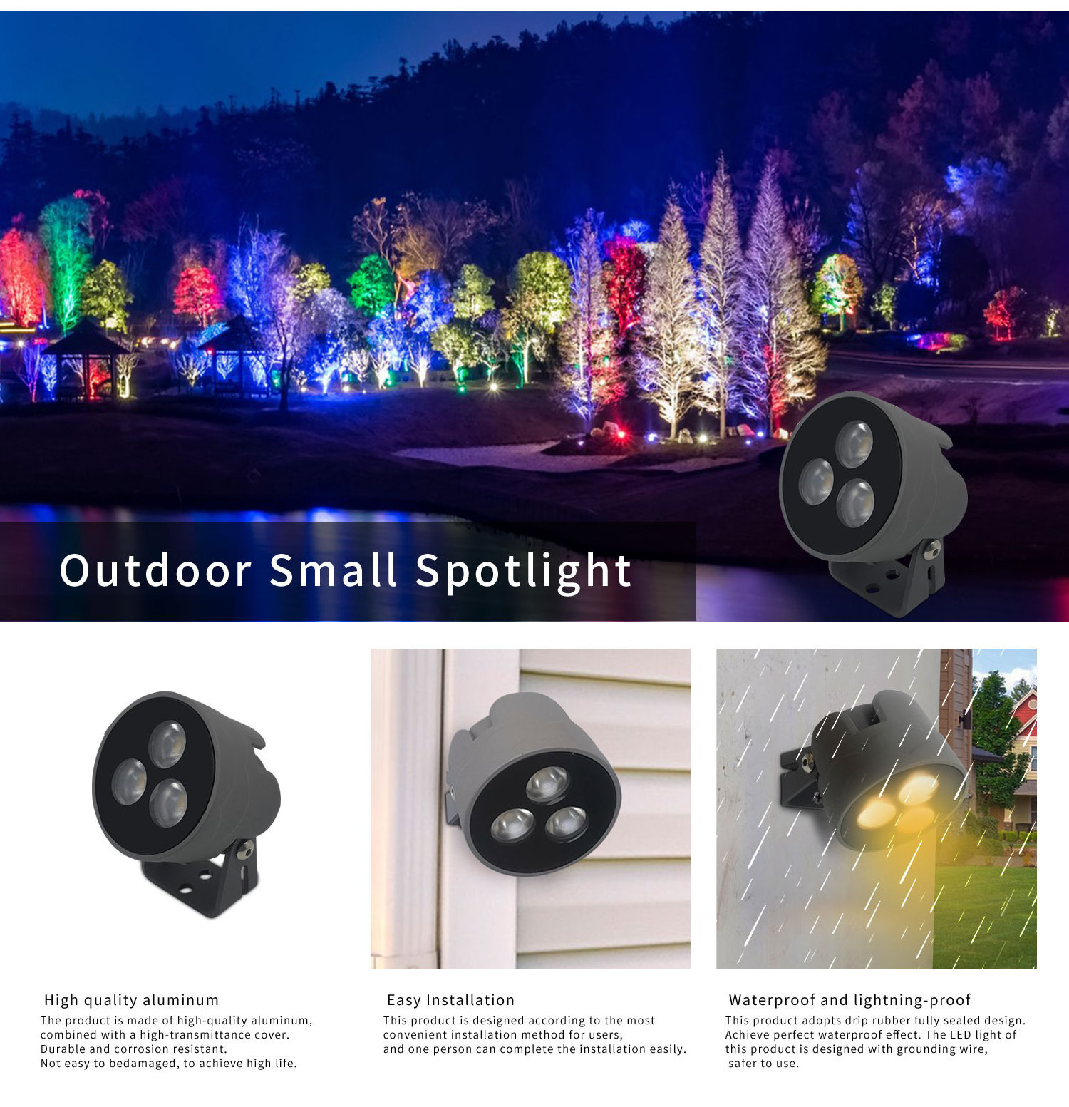 Gouly Modern Design IP66 Waterproof Outdoor Aluminum LED Garden Spotlights 12V 24V RGBW Chasing led Holiday Spotlights