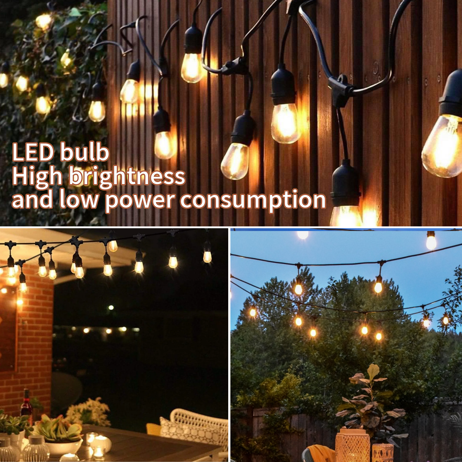 factory direct sale decorative lighting 110V 220V outdoor serial lights bulb string E12 led bulb light string