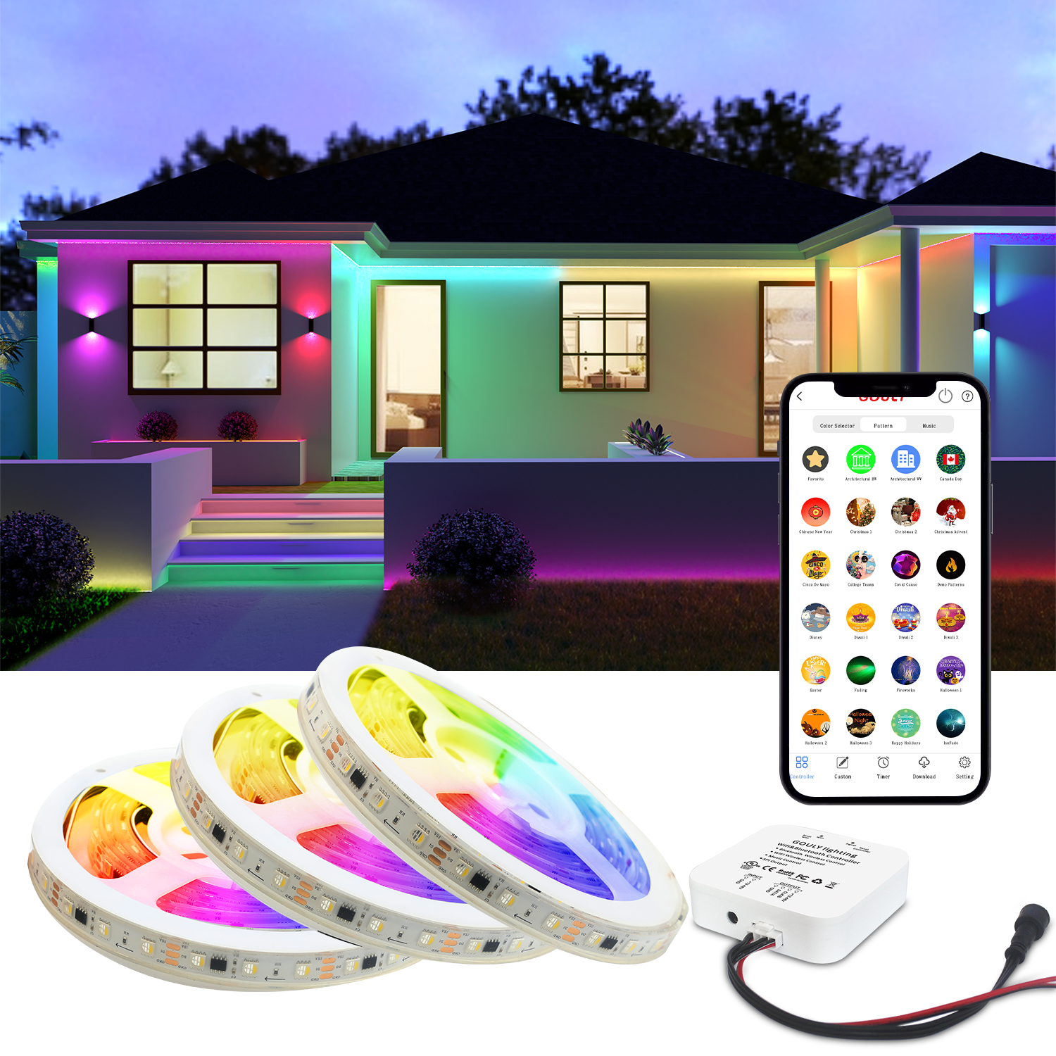 gouly custom standard led rgb strip light outdoor lining waterproof ip65 ip67 outdoor led strip lights waterproof