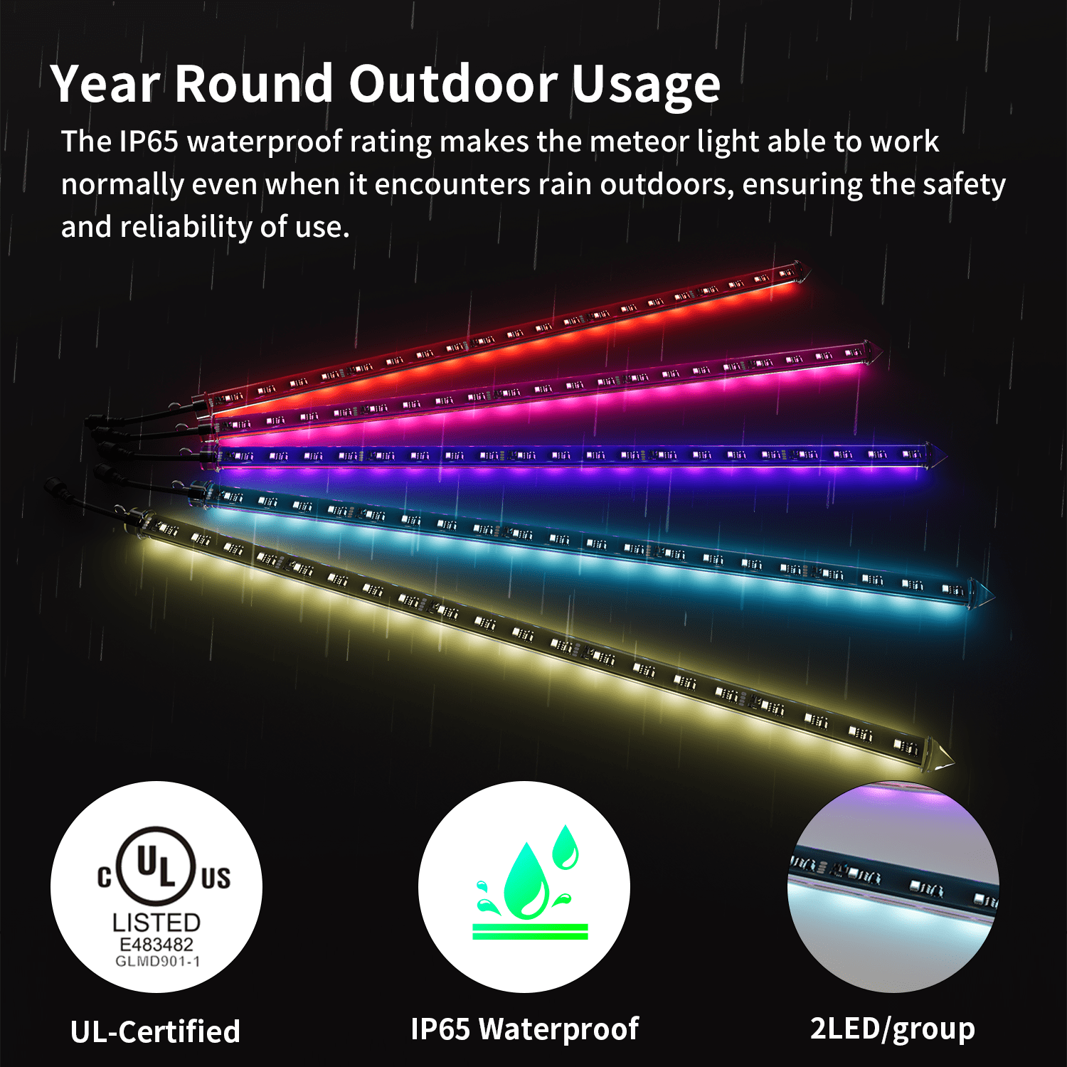 gouly custom standard lights outdoor meteor shower ip65 waterproof meteor shower icicle tubes lights