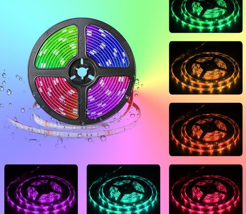 rgb led strip light flexible  remote Control wifi smart multi color 5m 12v 5050 rgb led pixel strip lights