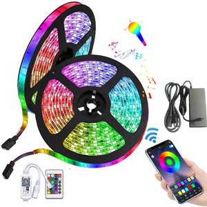 rgb led strip light flexible  remote Control wifi smart multi color 5m 12v 5050 rgb led pixel strip lights