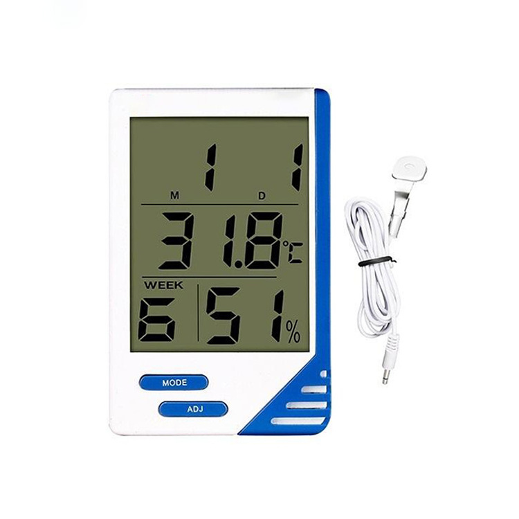 Temperature Meter Hygrometer with Clock Date Indoor Temperature Hygrometer Built-in Stand Hygrometer Thermometer