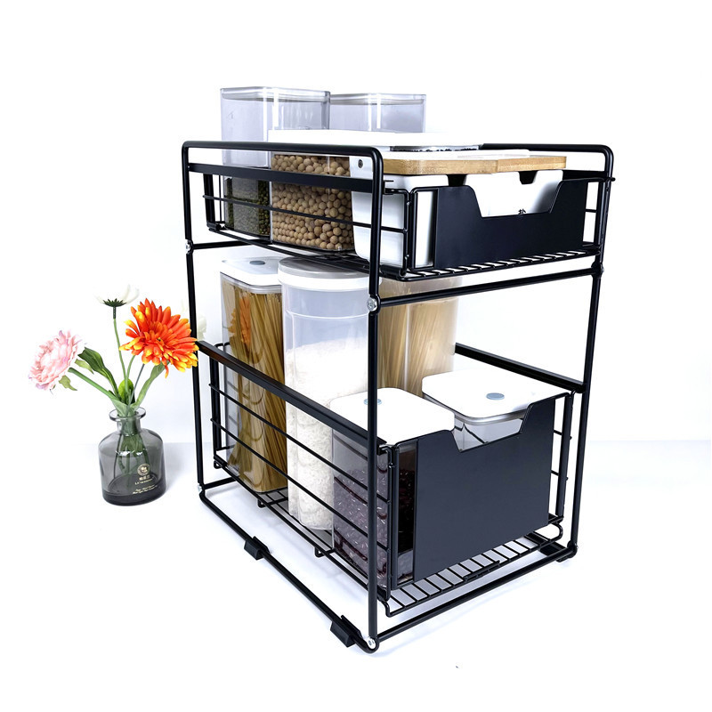 GOURMAID Kitchen Two Tier Under Cabinet Organizer Under Sink Organizer