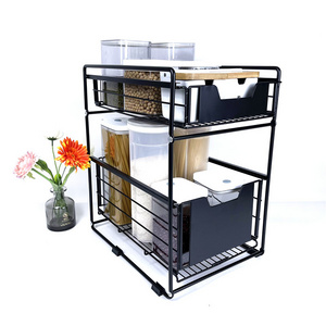 GOURMAID Kitchen Two Tier Under Cabinet Organizer Under Sink Organizer