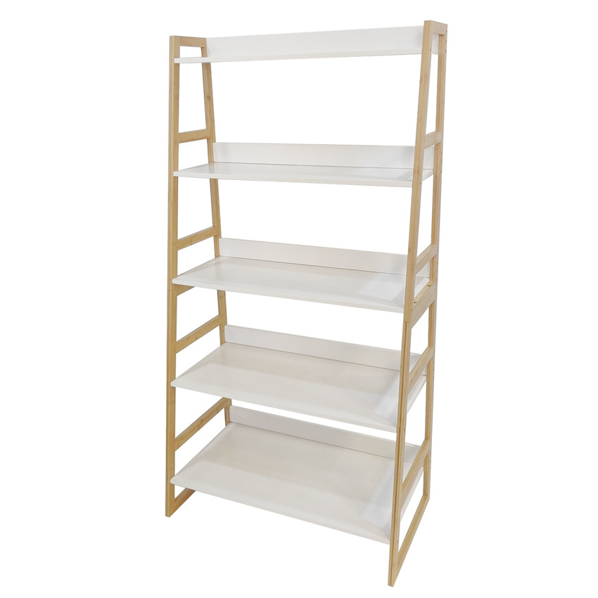 GOURMAID bamboo 5 Tier Multi-Functional Bookshelf Storage Rack Plants Stand Display Shelf for Living Room