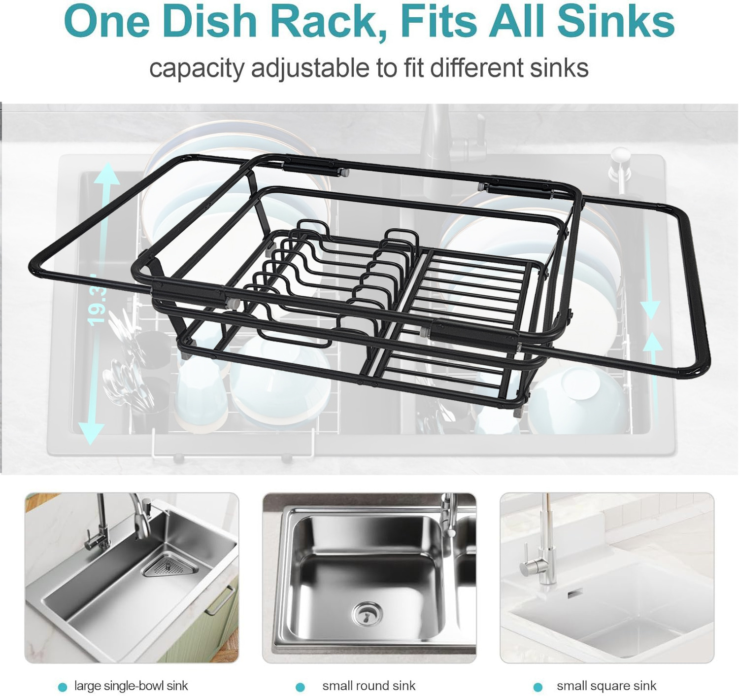 Expandable Dish Drying Rack, Kitchen Rack Over The Sink Dish Drying Rack