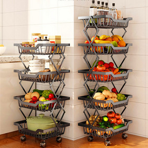 GOURMAID 5 Tier Home Storage Wire Basket Rack for Fruit and Vegetable