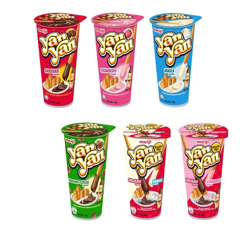 Meijii Yan Yan Chocolate Biscuits Snack 50g/ Stick Biscuits - Chocolate, Strawberry, Vanilla