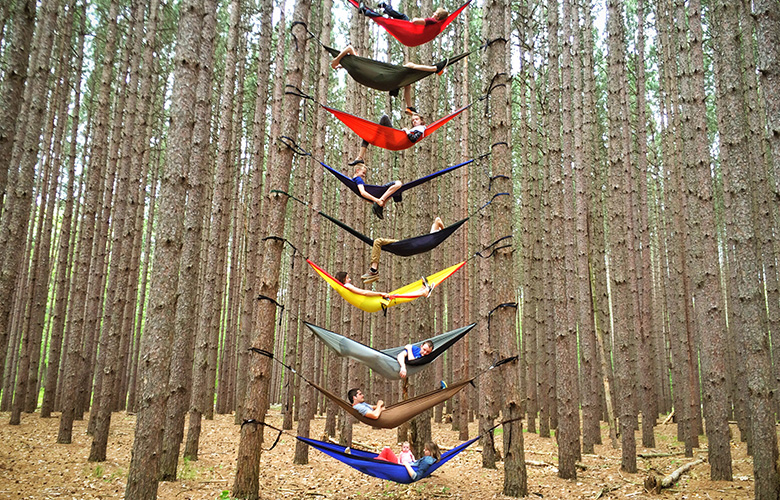 Outdoor camping hammock parachute cloth lightweight nylon portable hammock for 1-2 people / Wholesale nylon hammock camping