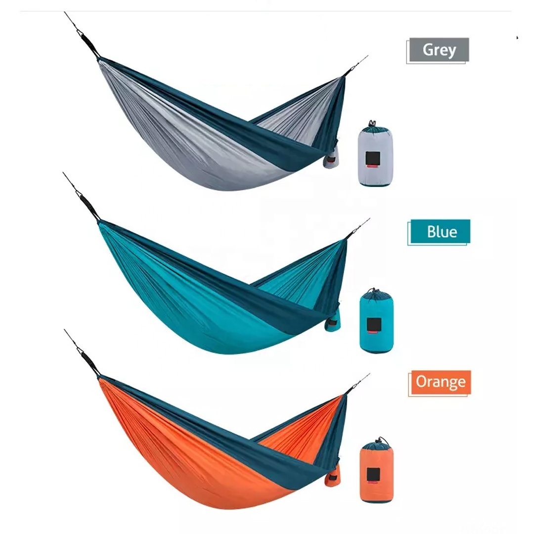 190T/ 210T parachute nylon outdoor camping double person nylon hammock with tree straps/ Wholesale hammock camping