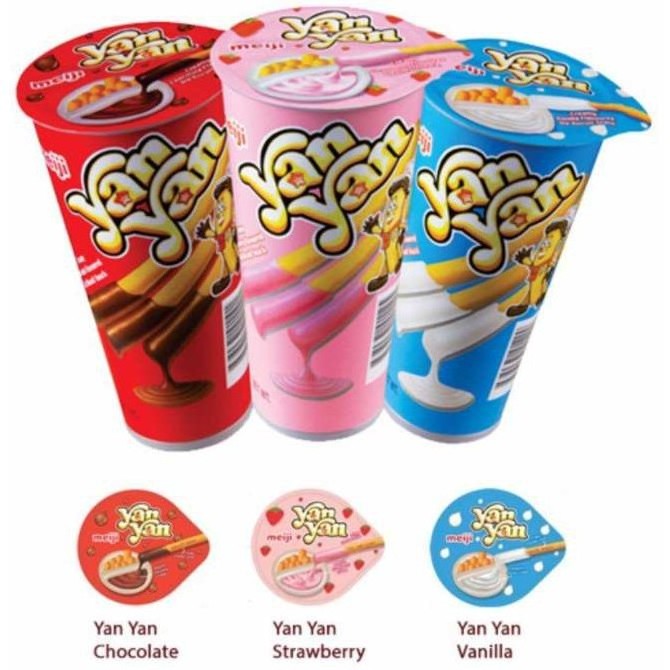 Meijii Yan Yan Chocolate Biscuits Snack 50g/ Stick Biscuits - Chocolate, Strawberry, Vanilla