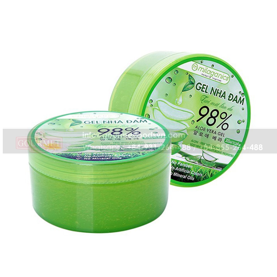 Milaganics Moisturizer 98% Aloe Vera Gel 300ml Cooling And Softening Support Anti-Aging Giving You Smooth Youthful Skin