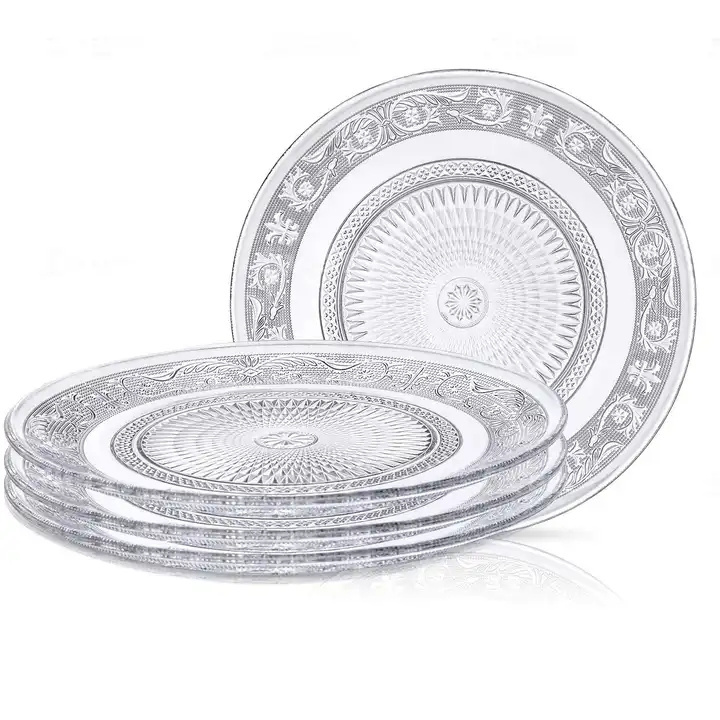 Plates Wedding Food Container Vintage Customized Logo Clear Service Plate for Fruit Round Shape Dishes Factory Price Glass 3days