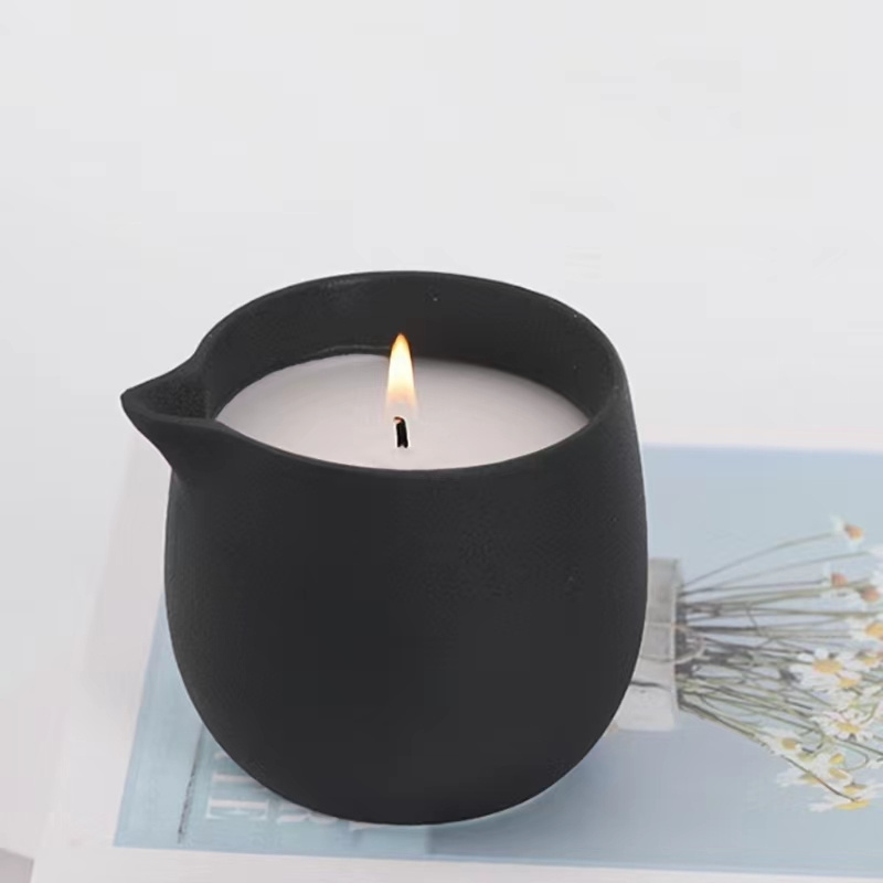 Wholesale customized matte ceramic candle Cup ceramic candle jar empty massage candle jar and with spout