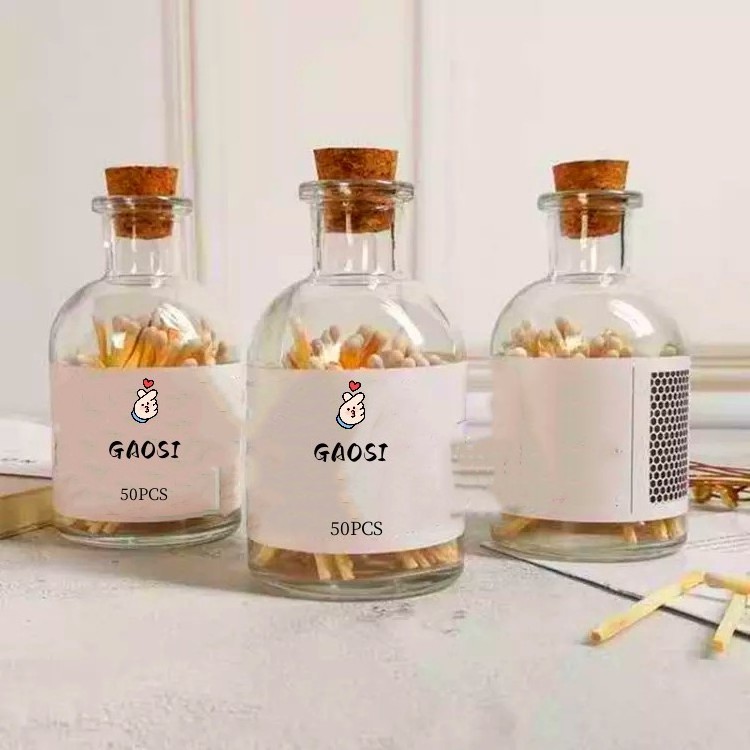 Wholesale Customized Candle Matches In Glass Jar Colored Head Wooden Match For Candle Jar