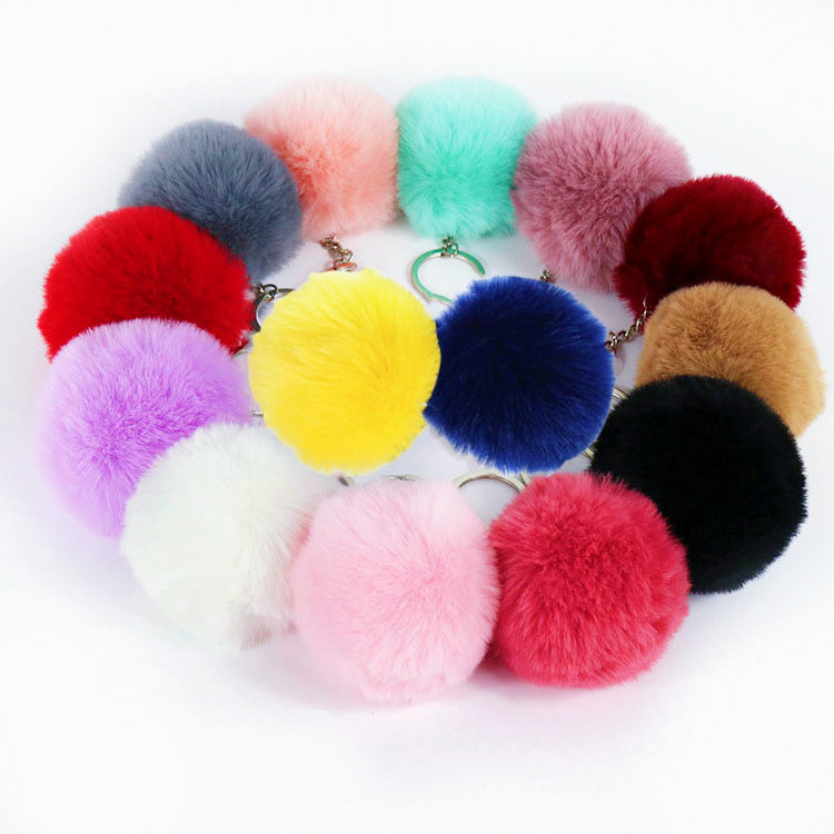 2024 Wholesale bag accessories lovely puffs key chain key chain fluffy key chain custom