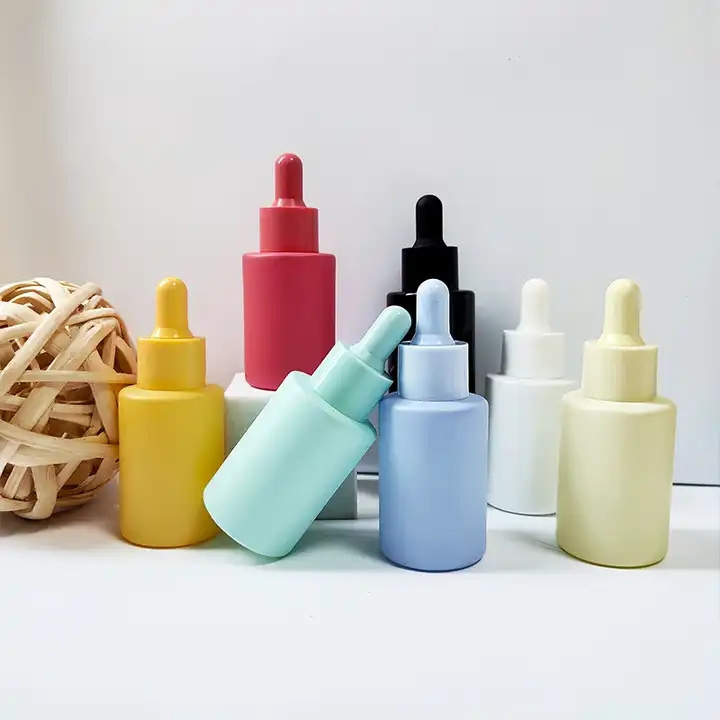 30ml Macaron colored cylindrical glass dropper bottle, essential oil dispenser Cosmetic bottle