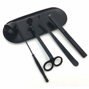 Stainless Steel Candle Accessories Set Candle Wick Trimmer Scissors Snuffer Lighter Tray Hook Tool  With Gift Packing Box