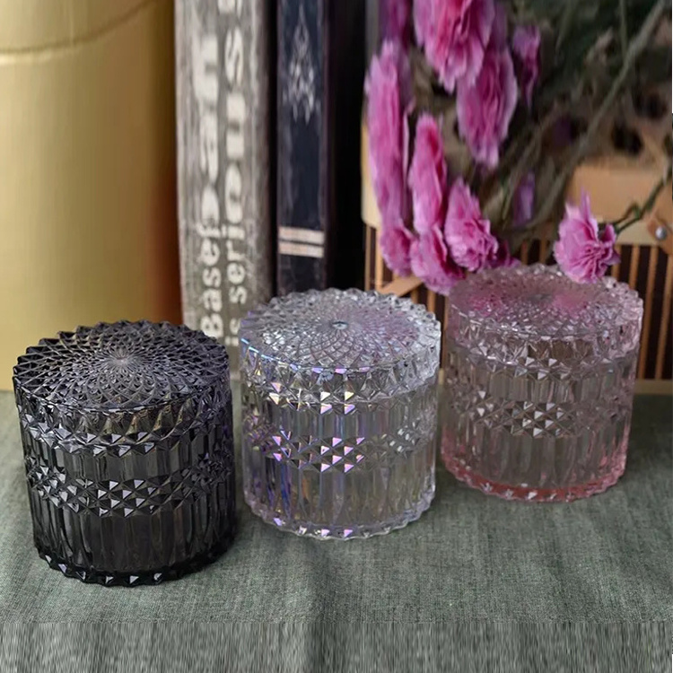 Wholesale luxury 8oz empty dark green glass candle jars with flat-top lid glass jar for candle making wedding party