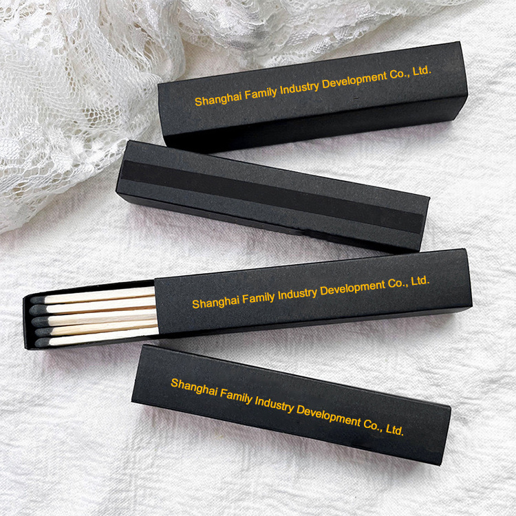 Safety Black 4 inch Match Boxes And Match Colors Can Be Customized Flat Wooden Stick Bright Matches