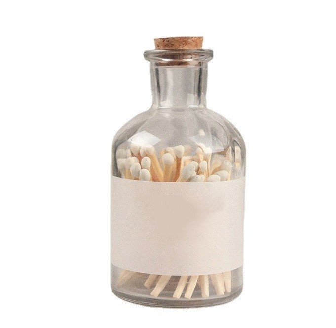 50-piece Matchsticks Custom Pink White Black Tips Matches in Glass bottle for Scented Candle