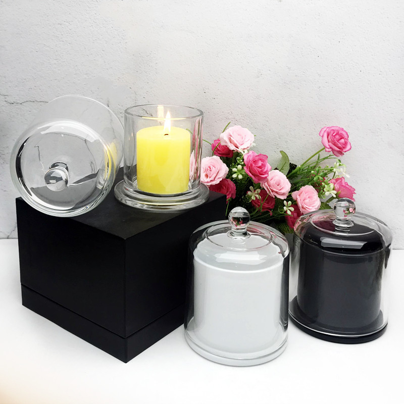 Wholesale luxury 8oz 12oz large empty matte black candle jars with flat-top lid glass jar for candle making candle suppliers