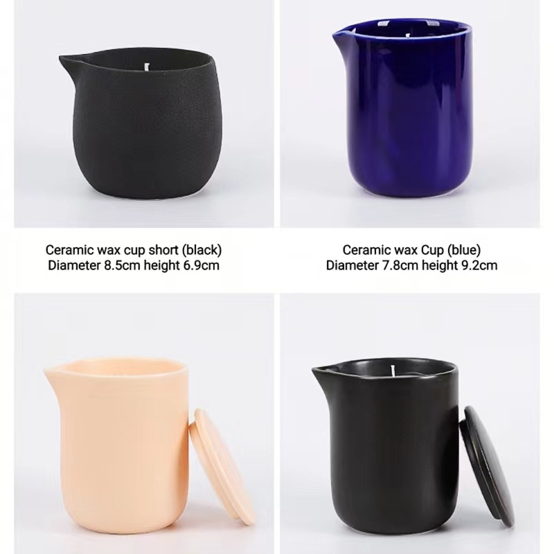 Wholesale customized matte ceramic candle Cup ceramic candle jar empty massage candle jar and with spout