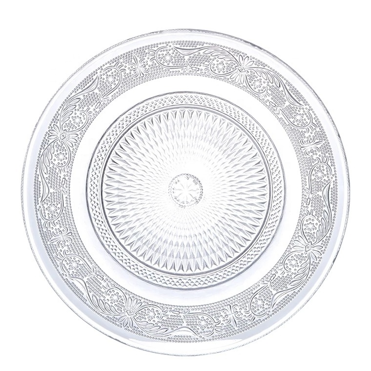 Plates Wedding Food Container Vintage Customized Logo Clear Service Plate for Fruit Round Shape Dishes Factory Price Glass 3days