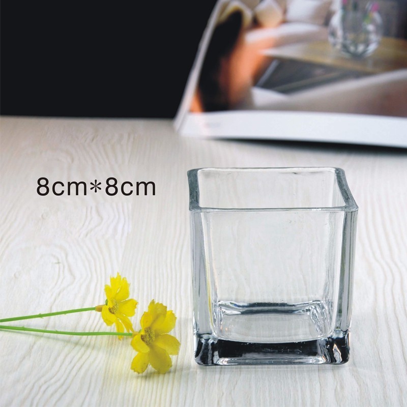 Square Cube printing hot sale glass candle holders/Glass jars/sqaure votive candle jars