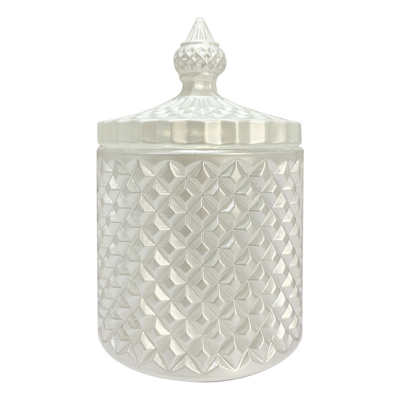 Safety packing eco - friendly clear white glass jar for candle with lid